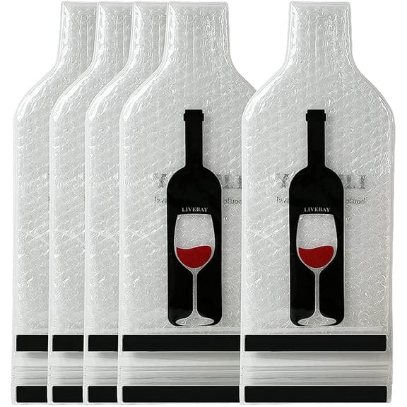 5 Pack Reusable Wine Bag for Travel Wine Bottle Protector Sleeve for Airplane Car Cruise Protection Luggage Leak-proof