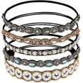 thumbnail image 1 of 5 Pack Rhinestone Headbands - Sparkling Beaded Hair Accessories for Women | Stretch Elastic Non-Slip Design for Weddings, Parties & Evening Events, 1 of 8