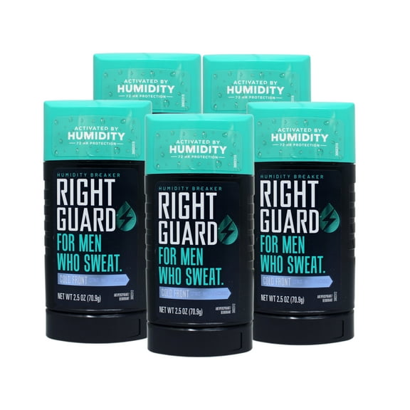 5 Pack - Right Guard Humidity Breaker Antiperspirant & Deodorant for Men, Invisible Solid, 72HR Odor Control, Cold Front Scent, 2.5 OZ