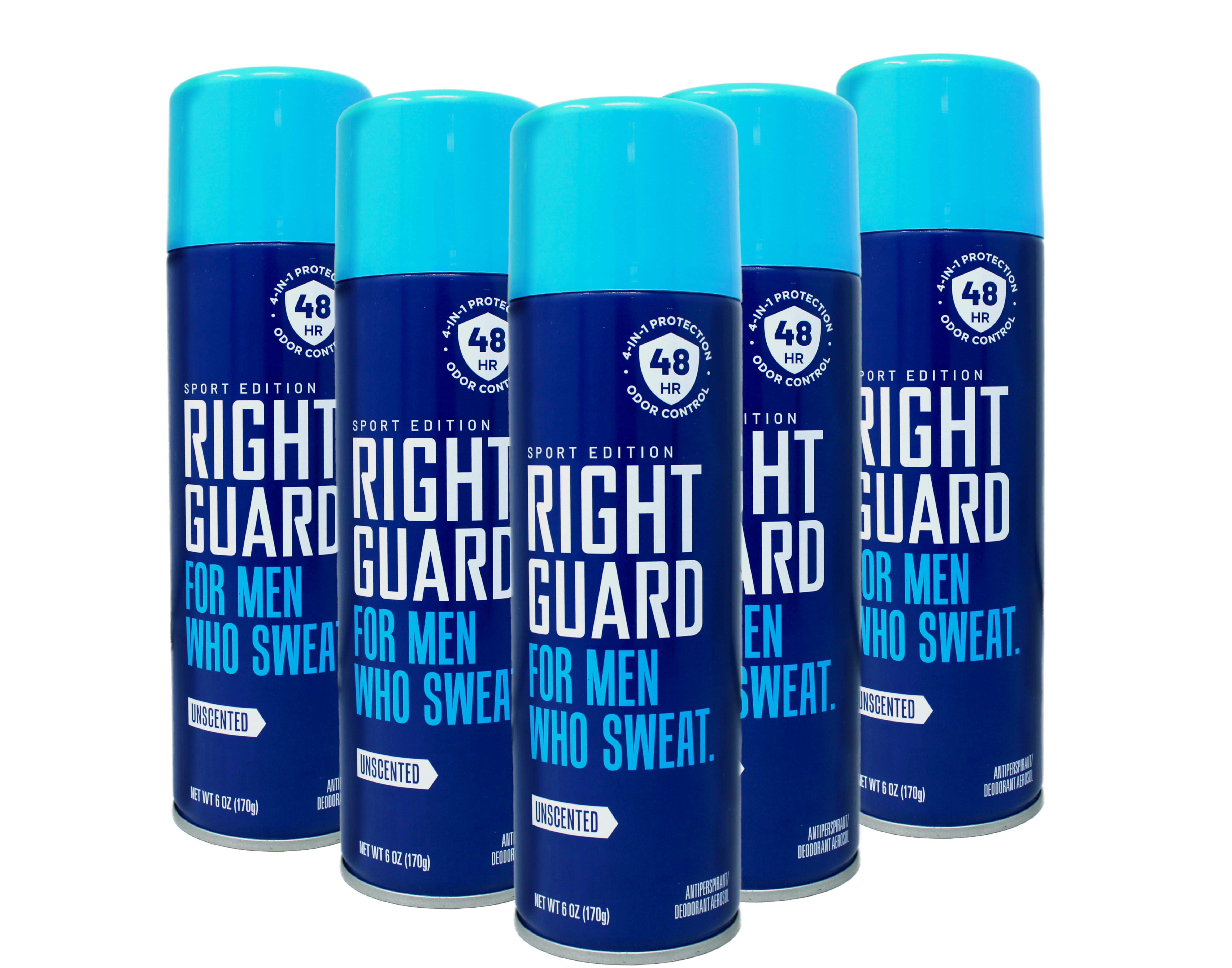 5 Pack Right Guard Sport Anti Perspirant Deodorant Spray Unscented 6oz Each