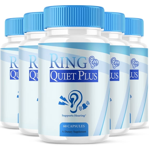 (5 Pack) Ring Quiet Plus Tinnitus Support, RingQuietPlus Ear Health Supplement (300 Capsules)