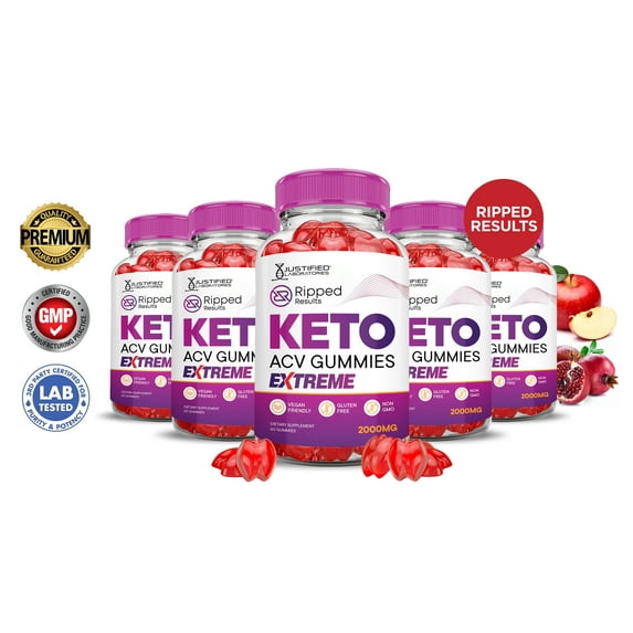 (5 Pack) Ripped Results Keto Extreme ACV Gummies 2000mg Dietary Supplement 300 Gummys
