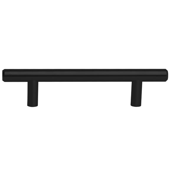 5 Pack Rok Hardware Solid Metal Euro Style 3-3/4 Inch (96mm) Center, 6 Inch (152mm) Length Cupboard Pull, Matte Black Cabinet Bar Pull