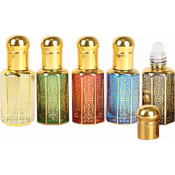 5 Pack Roller Balls For Essential Oils, 12ml Glass Roll  Bottles With Caps For Travel, Perfume And Lip Gloss (Classic)
