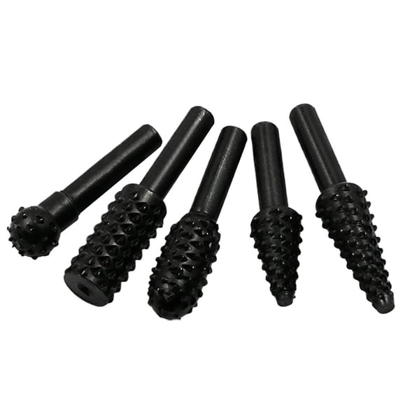 5 Pack Rotary File Burr Set, Wood Carving Grinding Bits for Electric Rotary Tool, Woodworking Root Sculpting & Shaping Accessories