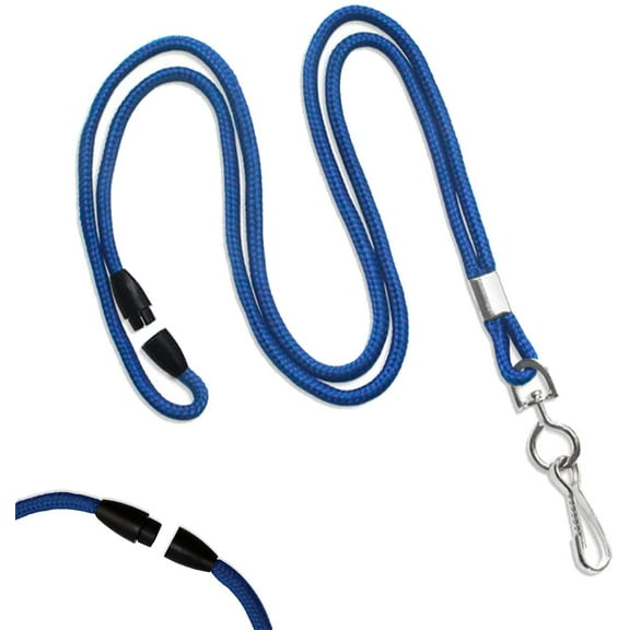 5 Pack - Round Lanyard w/ Breakaway Clasp & Swivel Hook - Thin Name Badge Holder Neck Cord w/ Safety Snap for Students, Teachers, Men & Women - Clip to Key Card, I'd Tag by Specialist ID (Royal Blue)