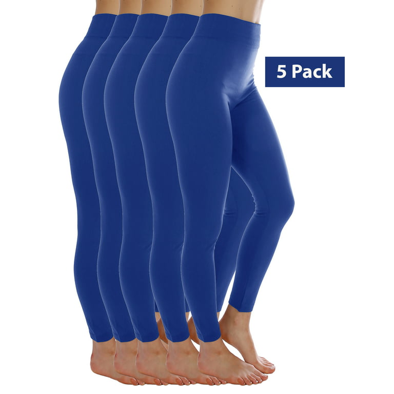 5 Pack Royal Blue Winter Warm Fleece Lined Leggings for Women Thermal Full  Length Legging XL / 2XL