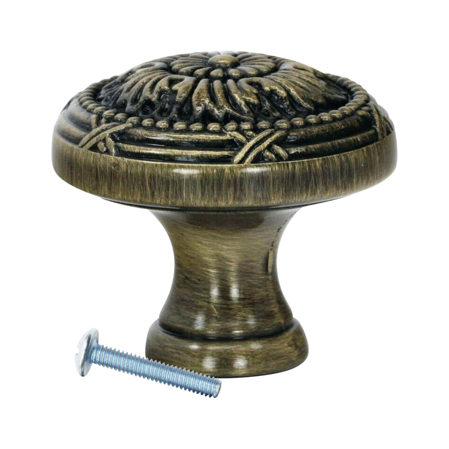 Rustic Brass Hardware 5 Pack Royal Floral Style, Rustic Brass Cabinet Hardware Knob, 1-1/4 ...