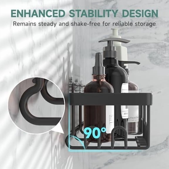 5-Pack Rustproof & Waterproof Shower Caddy 5-Pack, No Drilling Adhesive Corner Shower Shelves, Rack For Inside Shower, Large Bathroom Organizer Storage Accessories, Ideal for Home&Kitchen, Black