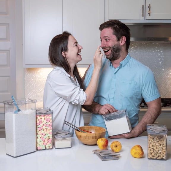 5-Pack SAN Airtight Pantry Storage Container Set, Leakproof Twist-Lock Lids, BPA-Free Stackable Canisters for Sugar, Flour, Pasta, Cereal & Snacks (0.8qt, 1.9qt ×2, 3qt, 4qt)