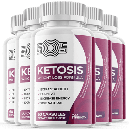 (5 Pack) SOS Ketosis - Keto Weight Loss Formula - Energy & Focus Boosting Dietary Supplements for Weight Management & Metabolism - Advanced Fat Burn Raspberry Ketones Pills - 300 Capsules