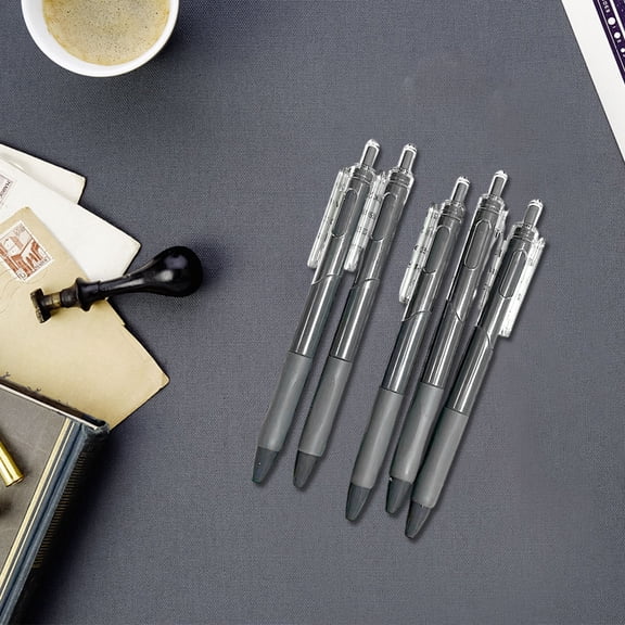 5 Pack ST Fine Tip Push Action Marker Pens, Soft Rubber Grip Quick Dry Smooth Writing Sign Pens, Refillable Minimalist Plastic Gel Pens For Office Document Note Taking Daily Study Use