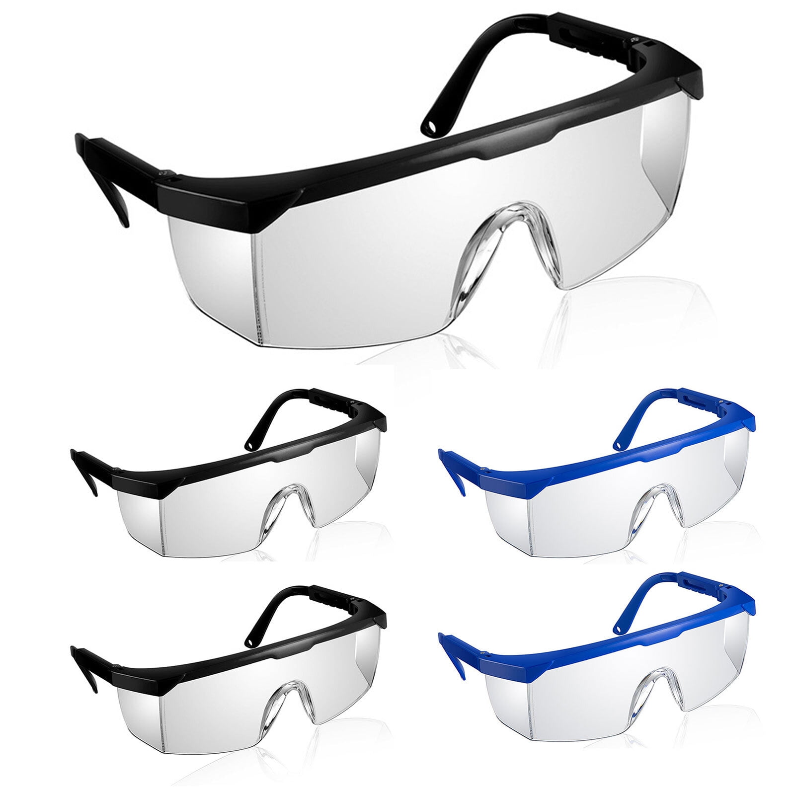 5 Pack Safety Goggles Glasses AMITOFO Women Man Adjustable Protective Glasses Lightweight Anti fog Eyewear Clear Lenses Work Lab Safety Over Glasses Walmart