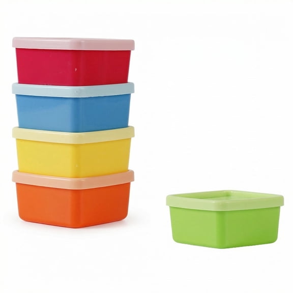 5-Pack Salad Dressing Containers with Lids, Colorful Plastic Food Storage Containers with Lids, Stackable Snack Boxes for Snacks and Meal Prep, Reusable Small Containers with Lids