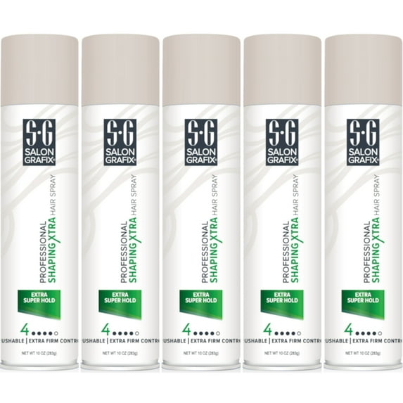 5 Pack Salon Grafix Professional Shaping Hair Spray Extra Super Hold 10 Oz Each