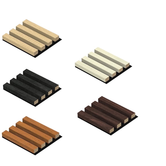 JOOFAN 5-Pack Sample Acoustic Wood Panels for Wall and Ceiling Panel, Soundproof Wood Slat Panels- 5 Colors, 5.9"×4.7"