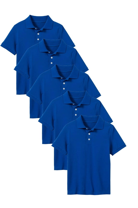 5-Pack School Uniform Tagless Polo Tshirt for Little Boys & Big Boys