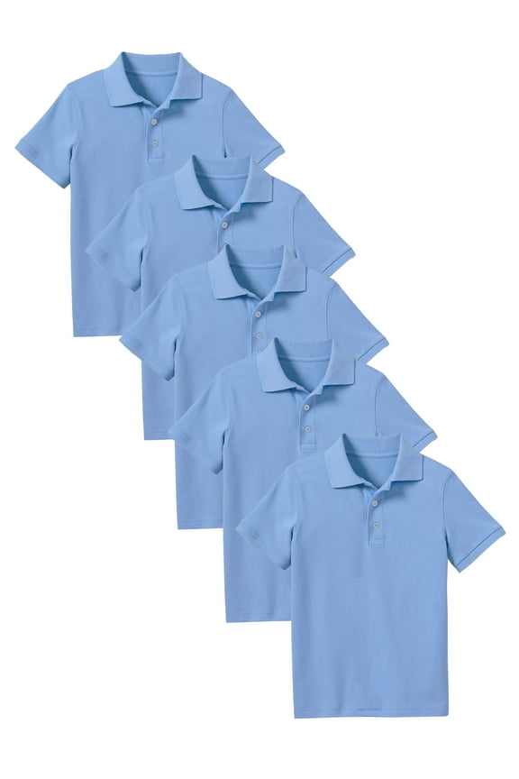5-Pack School Uniform Tagless Polo Tshirt for Little Boys & Big Boys