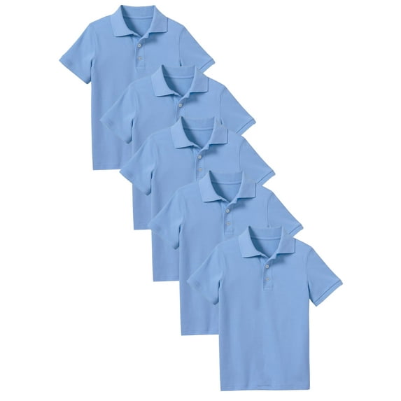 5-Pack School Uniform Tagless Polo Tshirt for Little Boys & Big Boys