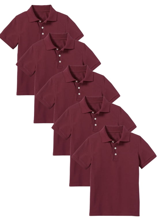 5-Pack School Uniform Tagless Polo Tshirt for Little Boys & Big Boys