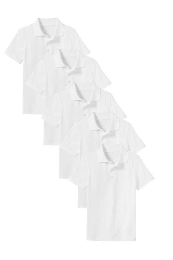 5-Pack School Uniform Tagless Polo Tshirt for Little Boys & Big Boys