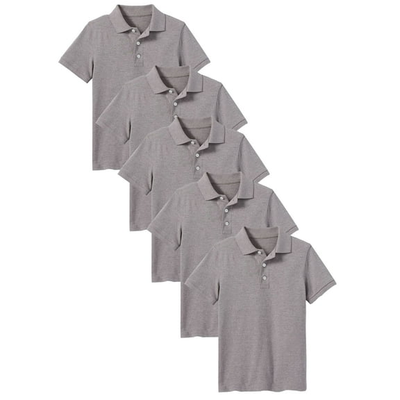 5-Pack School Uniform Tagless Polo Tshirt for Little Boys & Big Boys