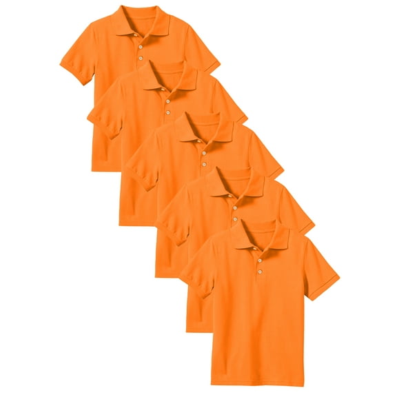 5-Pack School Uniform Tagless Polo Tshirt for Little Boys & Big Boys