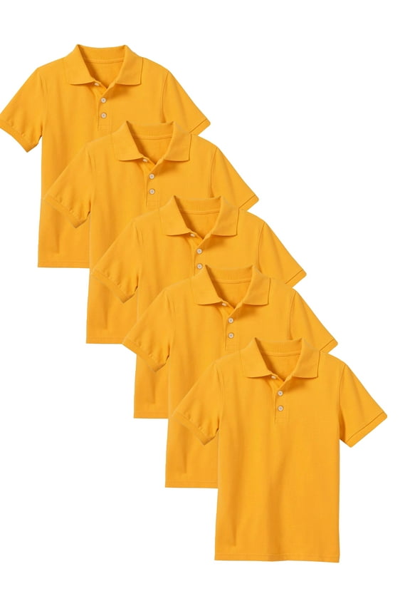 5-Pack School Uniform Tagless Polo Tshirt for Little Boys & Big Boys
