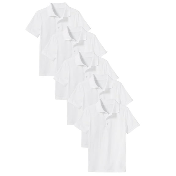 5-Pack School Uniform Tagless Polo Tshirt for Little Boys & Big Boys