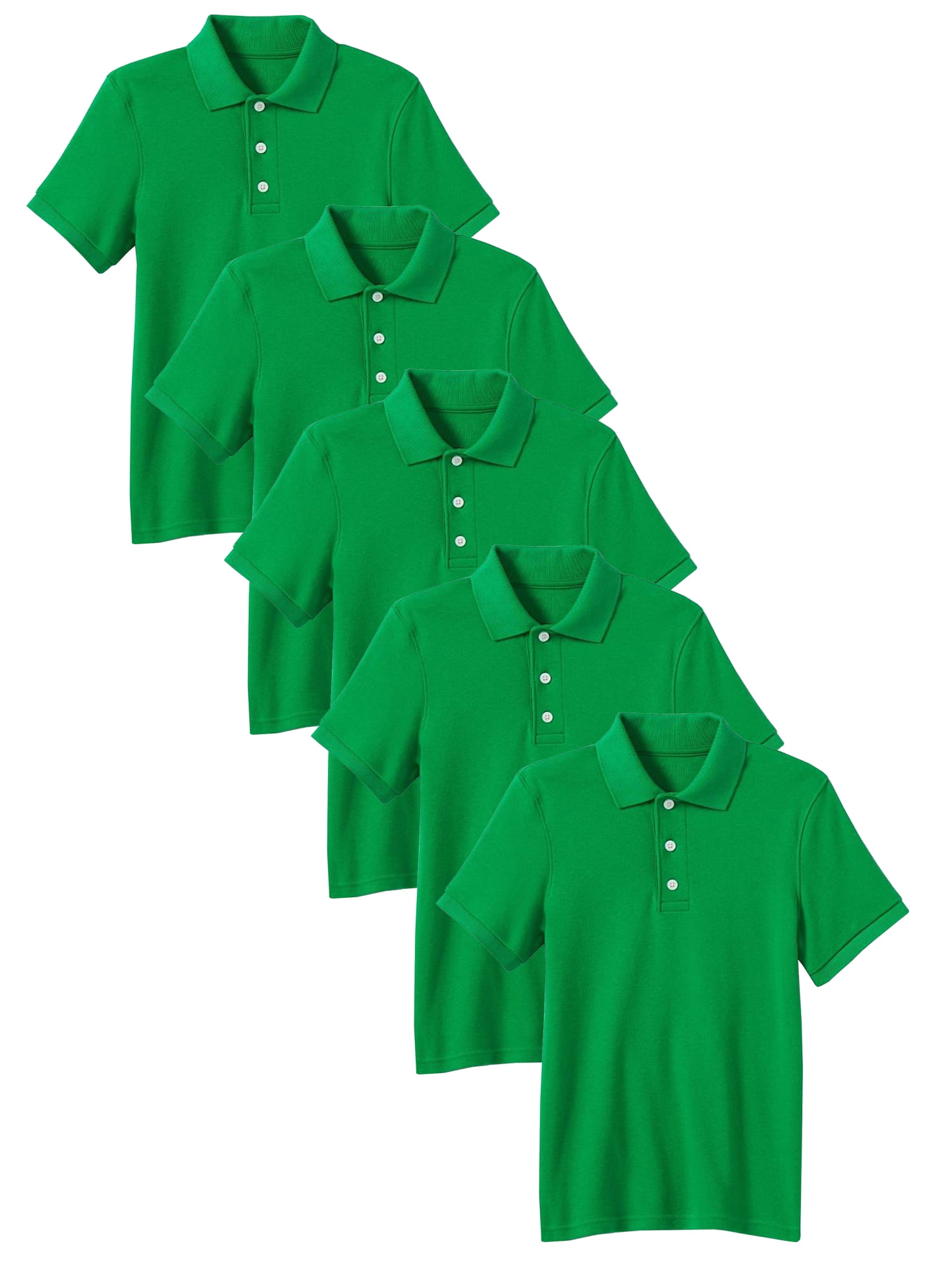 Walmart 5-Pack Cotton Polyester Short Sleeve Solid Polo Shirt for