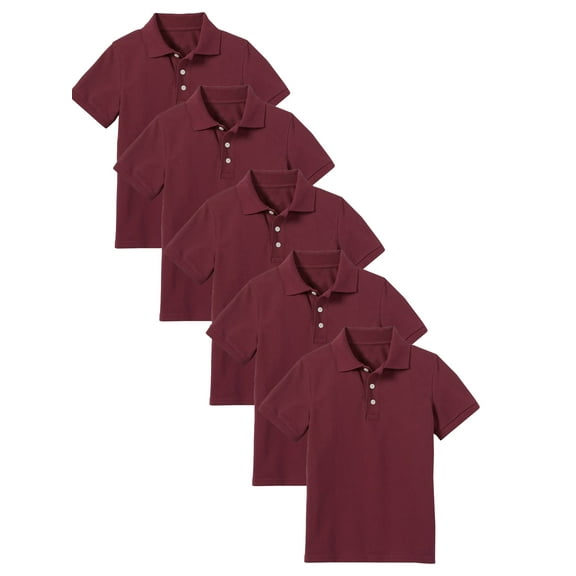 5-Pack School Uniform Tagless Polo Tshirt for Little Boys & Big Boys