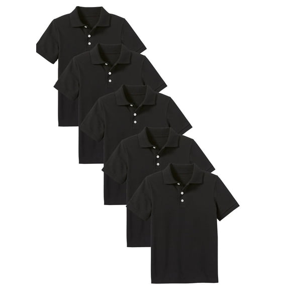 5-Pack School Uniform Tagless Polo Tshirt for Little Boys & Big Boys