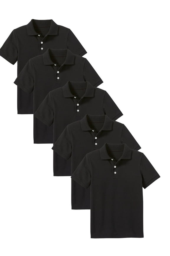 5-Pack School Uniform Tagless Polo Tshirt for Little Boys & Big Boys