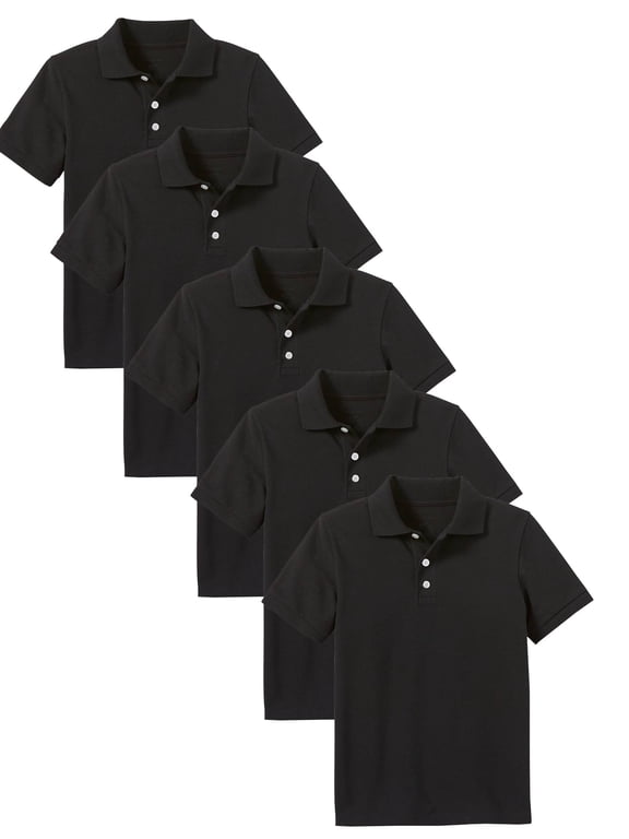 5-Pack School Uniform Tagless Polo Tshirt for Little Boys & Big Boys
