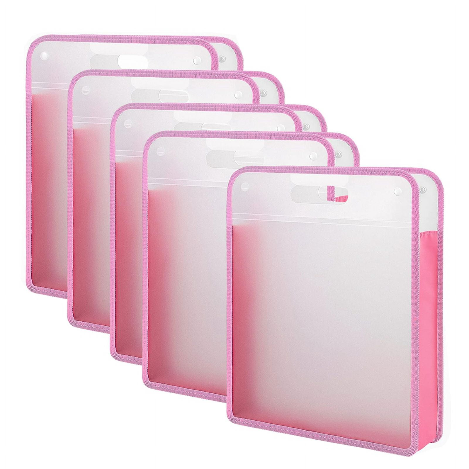5 Pack Scrapbook Paper Organizer, Pink Expanding Paper , Portable Scrapbook Paper Storage with Button Closure