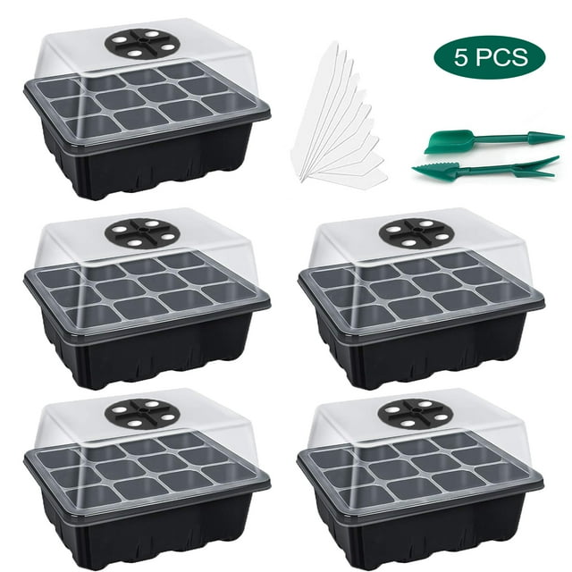 5 Pack Seed Starter Trays Indoor Garden Propagator with Adjustable