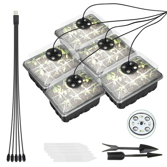 5-Pack Seed Tray Seed Starter Kit With Lights Basic Greenhouse Germination Kit For Seed Growth Start