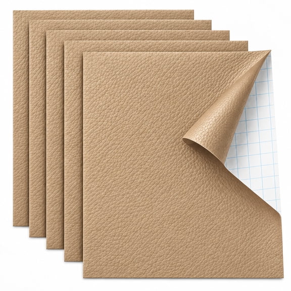 5 Pack Self-Adhesive Leather Repair Patches, 8 x 12 Inch Faux Leather Repair Sheets for Couch, Car Seat, Sofa, Chair, Bag and Furniture, Cuttable Waterproof PU Leather Patch