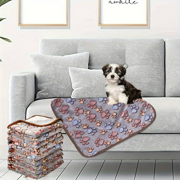 5-Pack Self Warming Pet Blankets for Dogs & Cats, 40x60cm Thermal Heated Mat with Soft Fluffy Polyester, Machine Washable Noiseless Pet Bed for Crate, Home & Travel