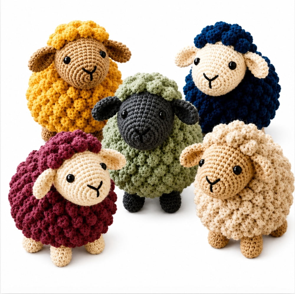 5 Pack Sheep Crochet Kit for Beginners, Sheep Amigurumi Starter Set ...