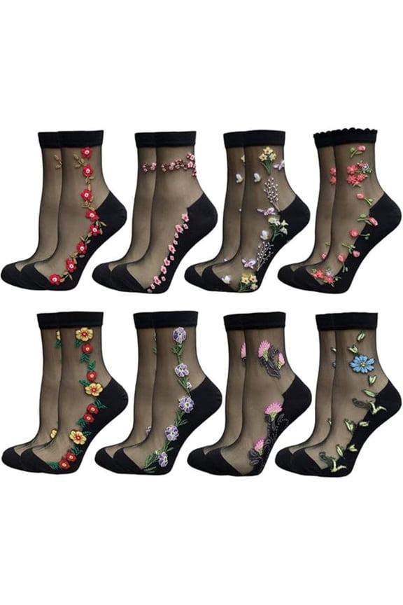 5-Pack Sheer Ankle Socks for Women - Sexy See-Through Lace Fishnet Design, Ultra Soft & Breathable, Novelty Casual Socks for Daily Wear & Parties