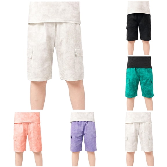 5 Pack Shorts for 3T Boys Shorts Size 8 Summer Sport Tie Dye Printed Solid Color Casual Cropped Pants Kids Cargo Shorts 3-4 Years