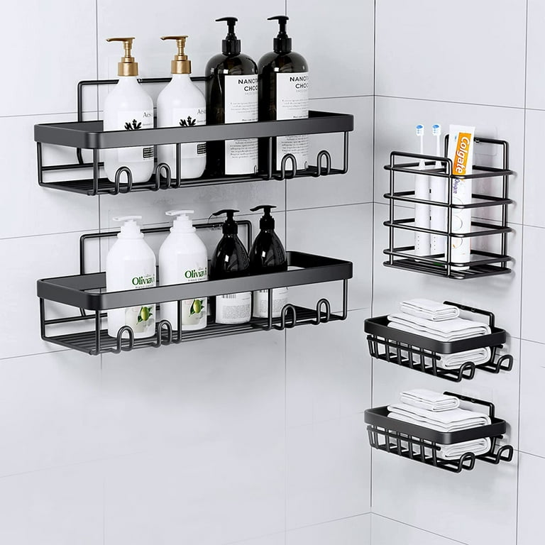 ASTOFLI Shower Caddy 4 Pack, Rustproof Self Adhesive Shower Shelves, Large  Capacity Bathroom Shower Organizer, Shower Rack Shower Storage with 18
