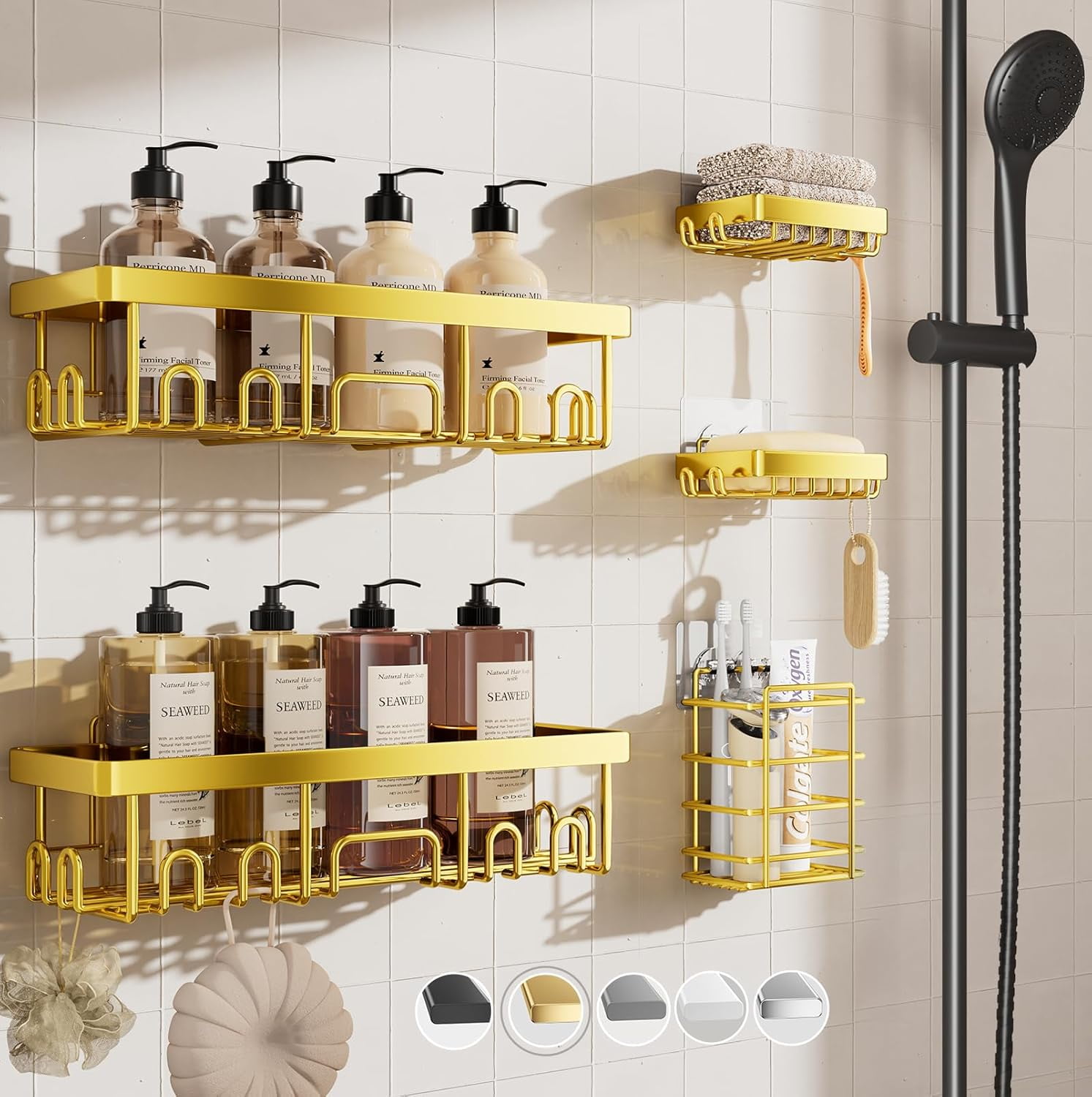 5-Pack Shower Caddy, Rustproof & Water-Resistant Kitchen Sink Organizer ...