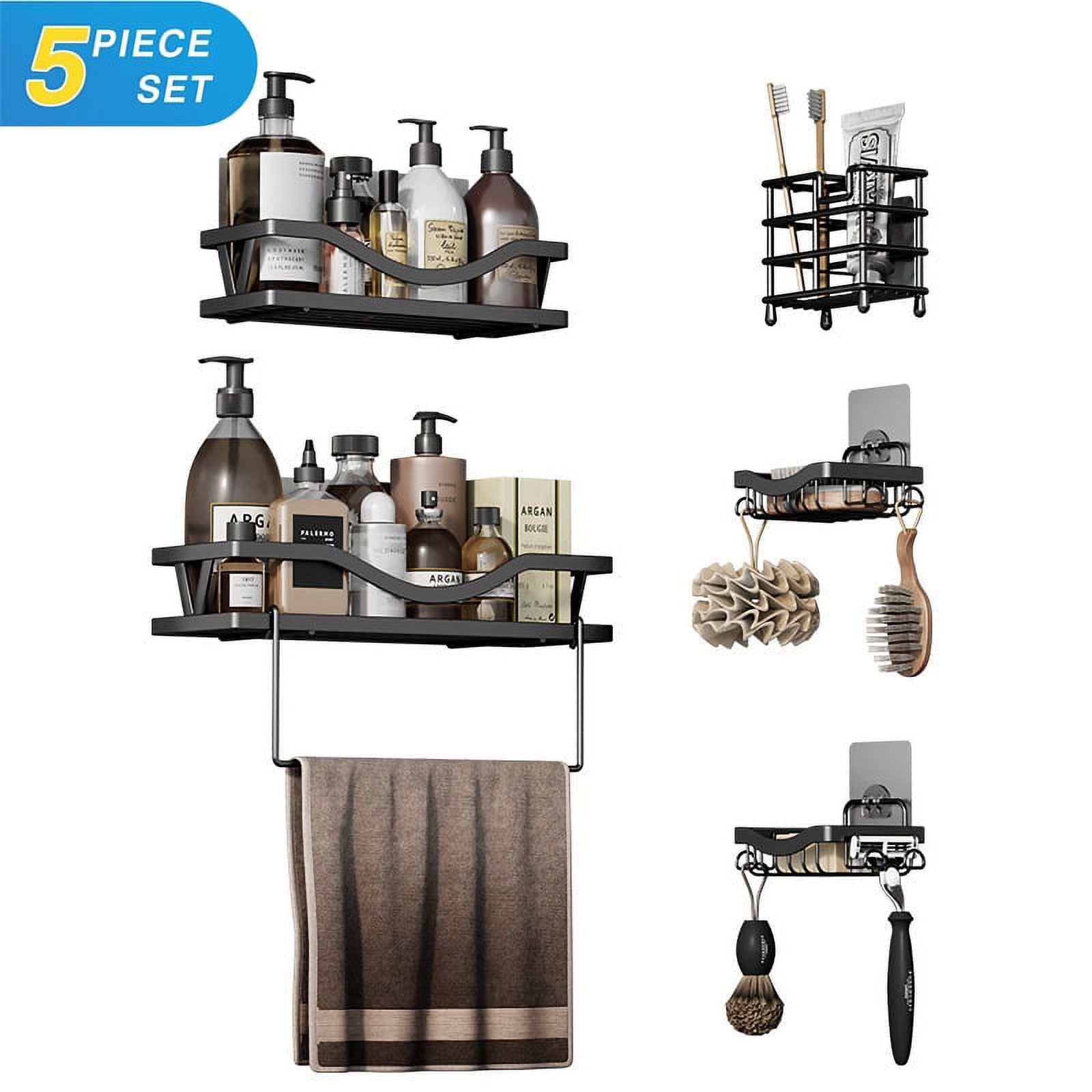 5 Pack Shower Caddy Shelf, Shower Rack for Hanging Razor, Soap & Shower