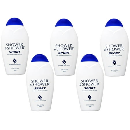 5 Pack - Shower To Shower Absorbent Body Powder Sport 8 Oz Each (Talc Free)