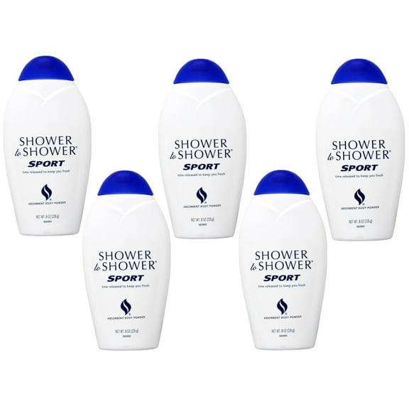 5 Pack - Shower To Shower Absorbent Body Powder Sport 8 Oz Each (Talc Free)