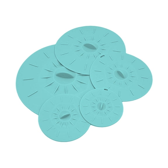 5-Pack Silicone Food Storage Lids - Reusable Microwave Splatter Covers in 5 Sizes, Universal Suction Lids for Bowls, Plates, Pots & Pans