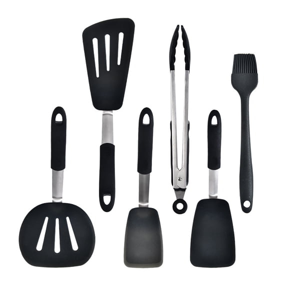 5 Pack Silicone Spatulas Set Turners Tongs Cooking Utensils Set High Heat Resistant Kitchen Scraper Spatulas for Cooking Mixing Baking BPA Free Dishwasher Safe