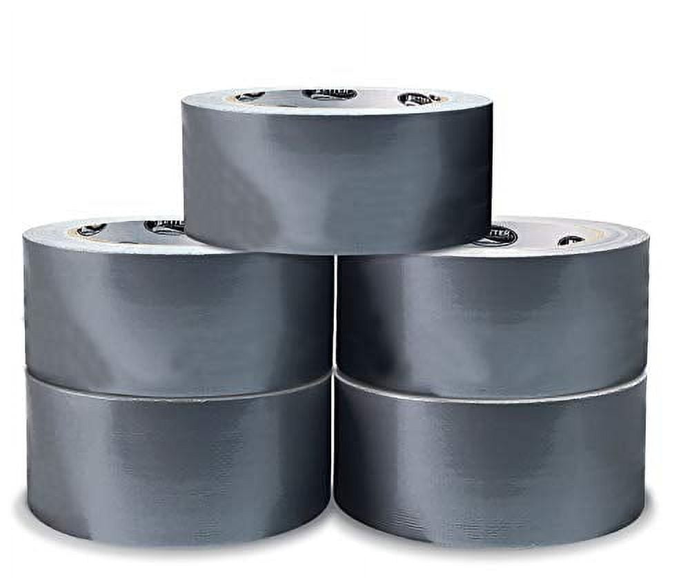 5 Pack Silver Heavy Duty Duct Tape by Better Office Products, 7.3mil, 1.88 Inch x 30 Yards Per Roll, Easy Tear, 5 Pack, Silver
